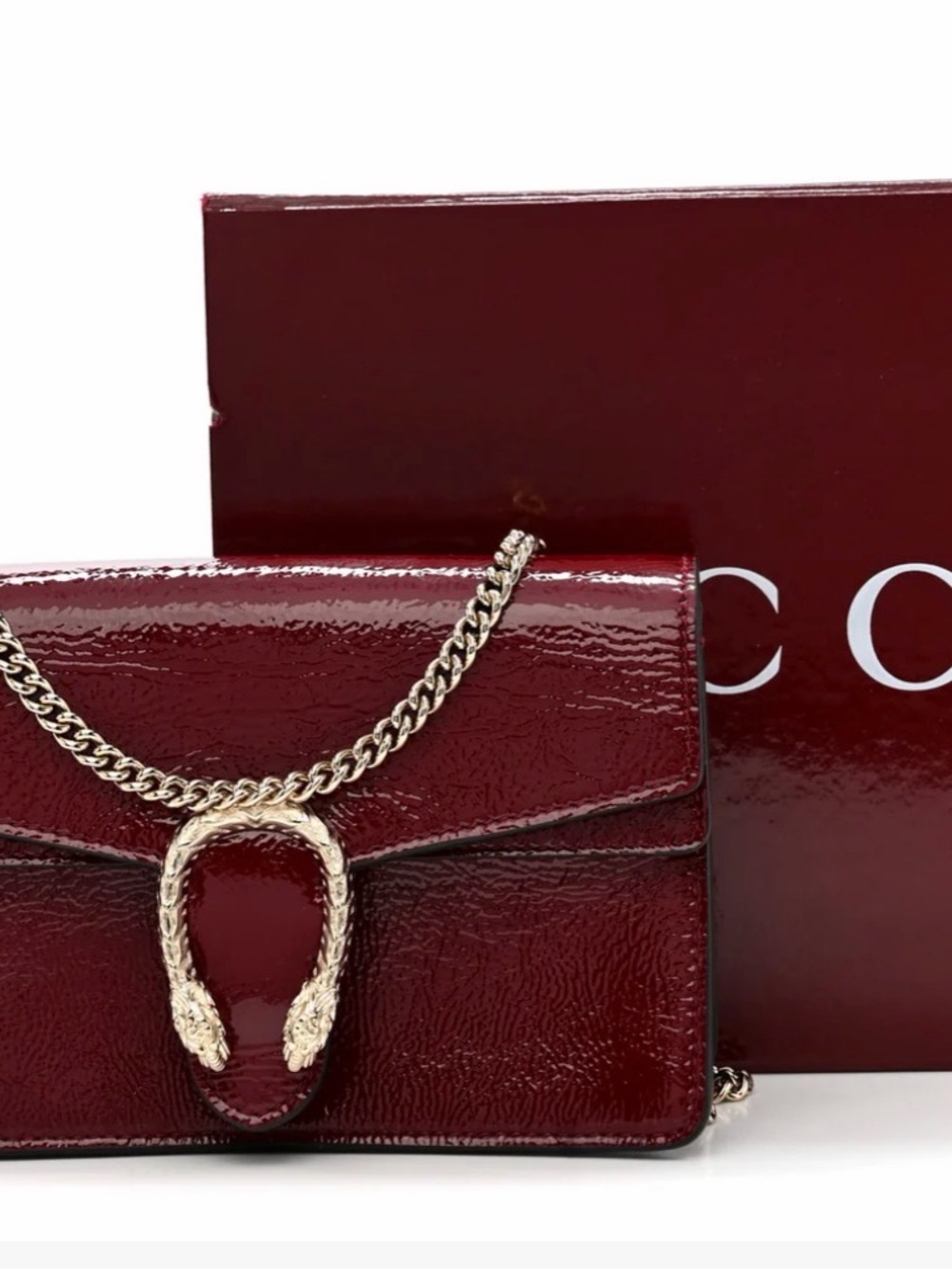 Gucci Burgundy Leather Dionysus Mini Chain Crossbody Bag with Gold Hardware